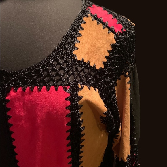 T&W Designs  Faux Suede and Lace Cardigan - Picture 3 of 13